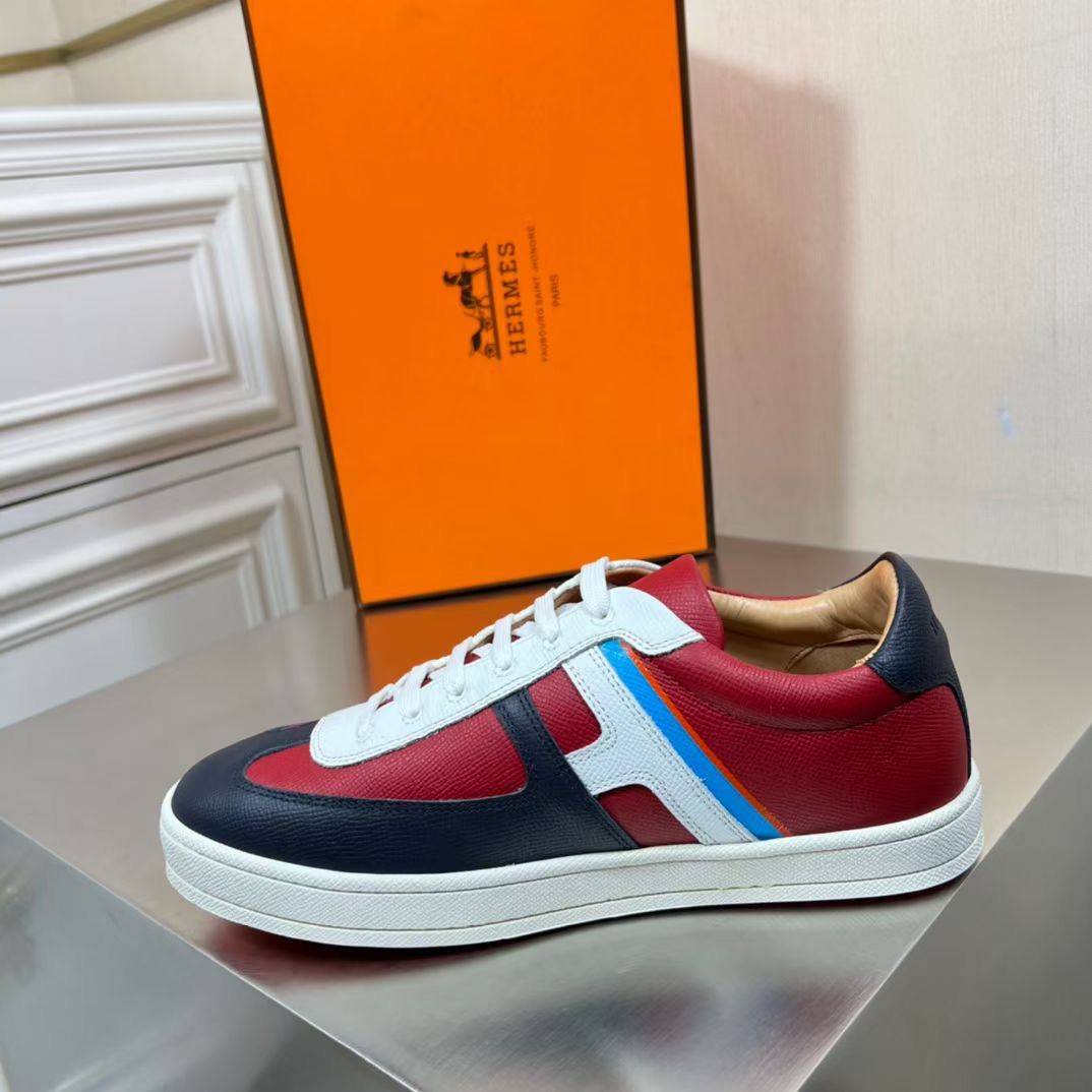 Hermes Boomerang Sneakers In Multicolore Bordeaux Leather - Image 7