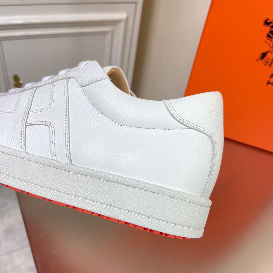 Hermes Boomerang Sneakers In White Epsom Leather - Image 8