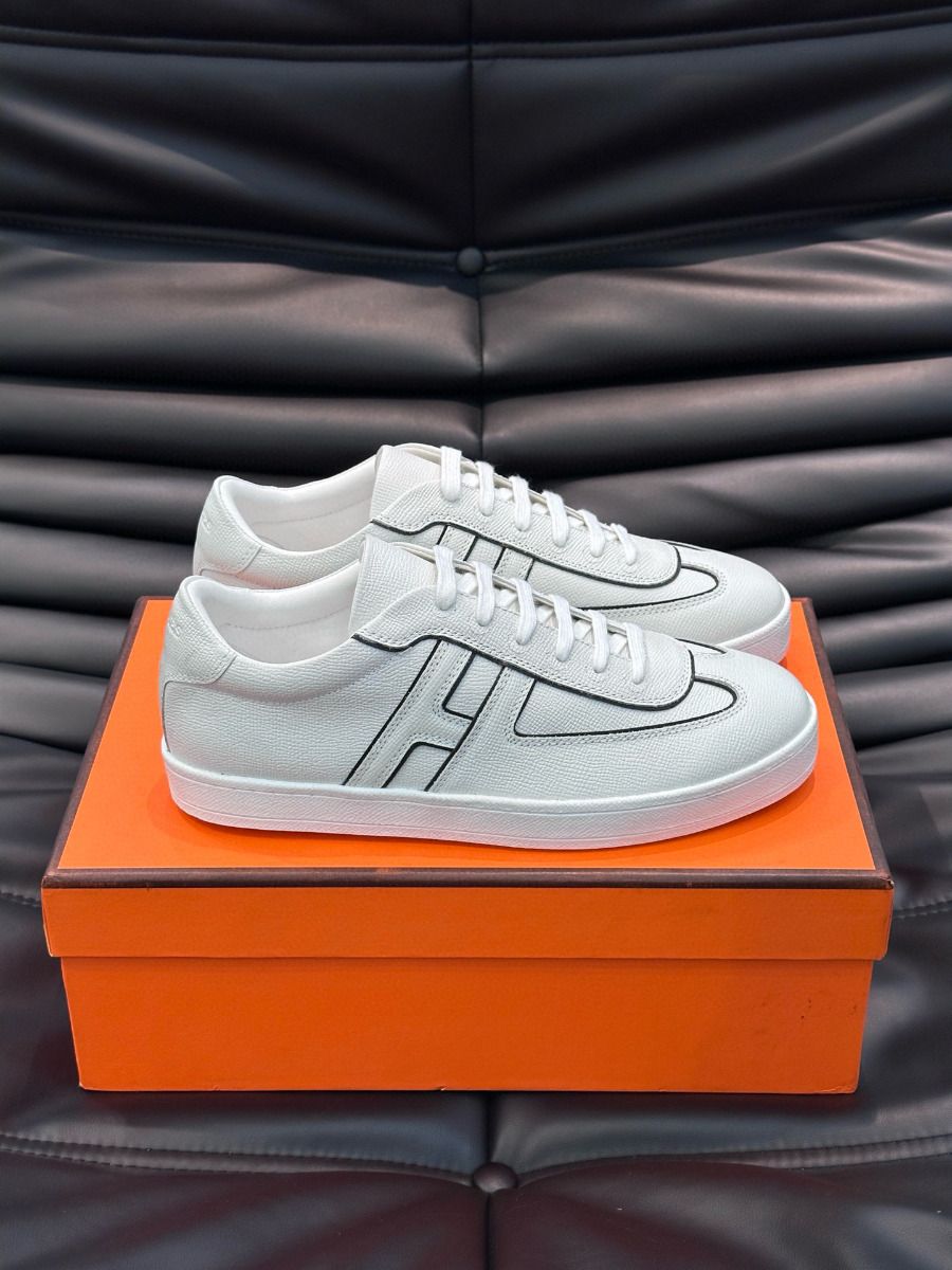 Hermes Boomerang Sneakers In White Epsom Calfskin - Image 4