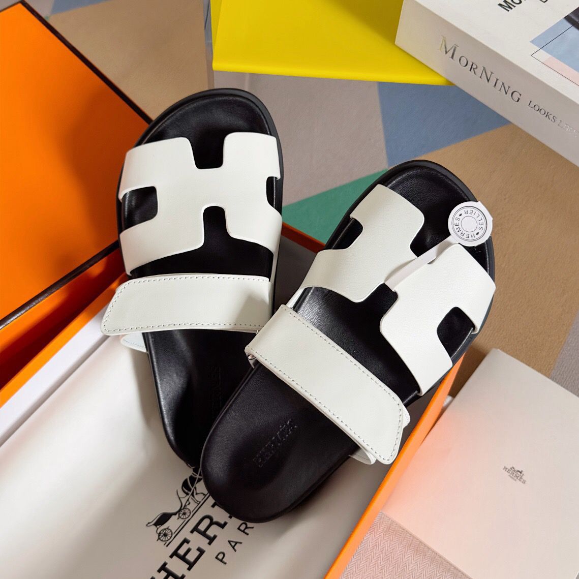 Hermes Men's Chypre Sandals in White Calfskin - Image 7