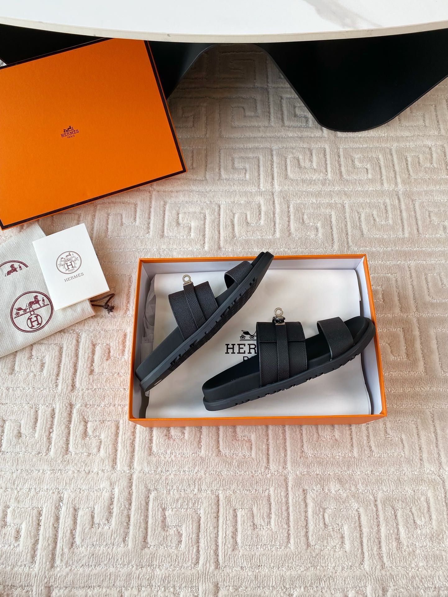 Hermes Men's Jackson Sandal in Black Epsom Calfskin - Image 8