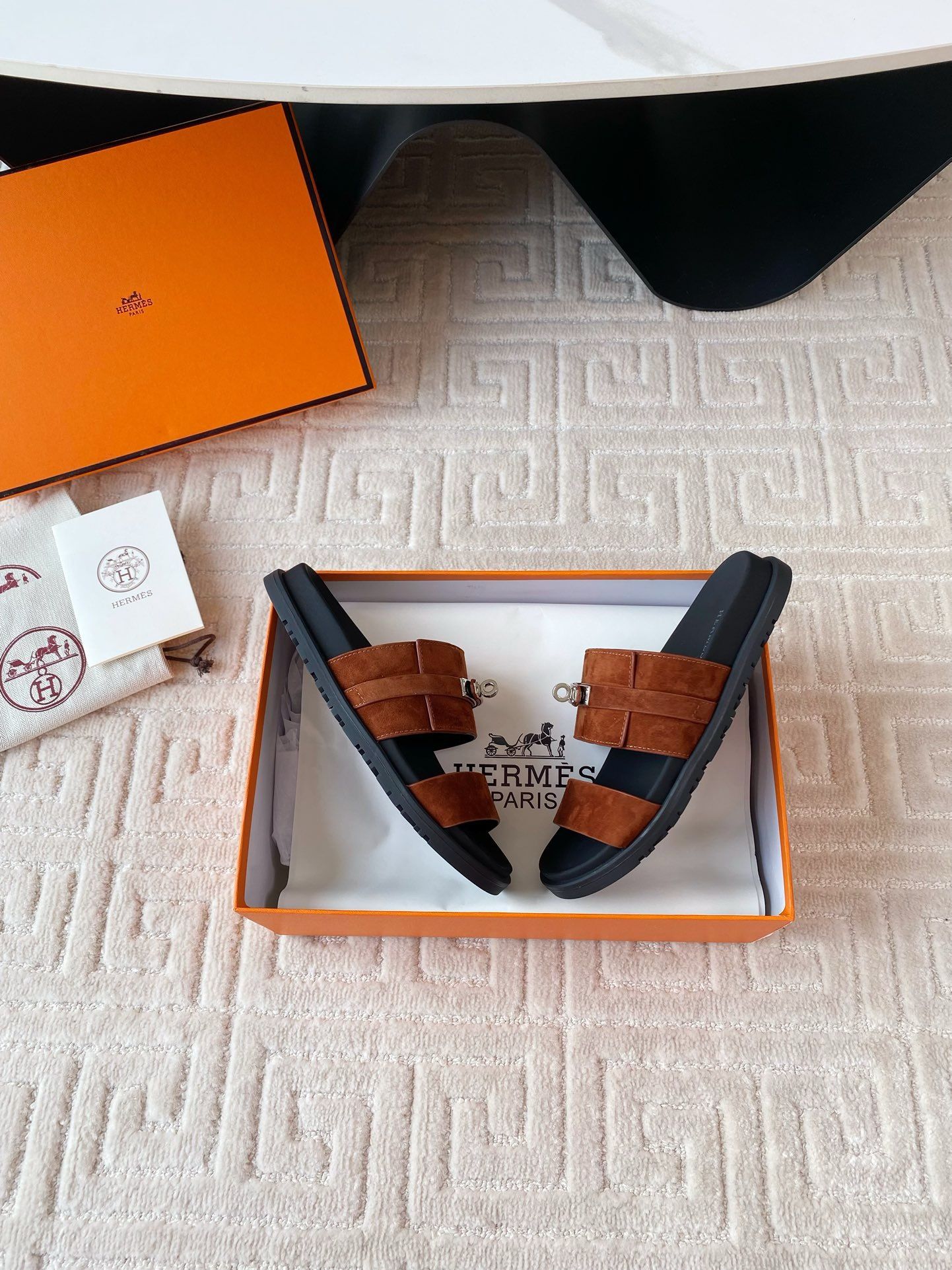 Hermes Men's Jackson Sandal in Brown Suede Leather - Image 4