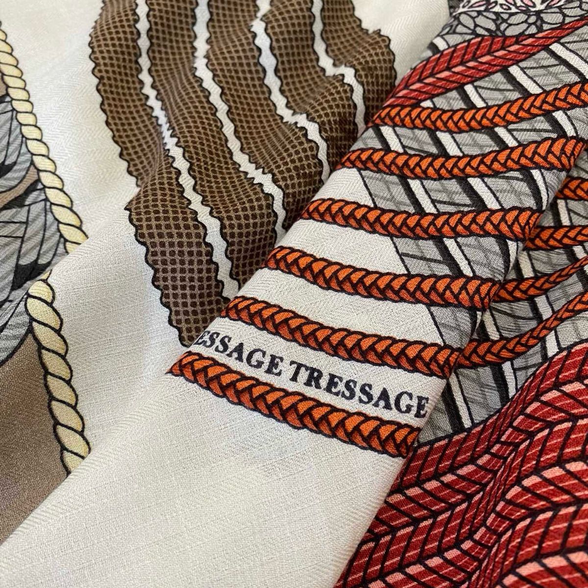 Hermes Rose/Naturel Dressage Tressage Shawl 140 - Image 6