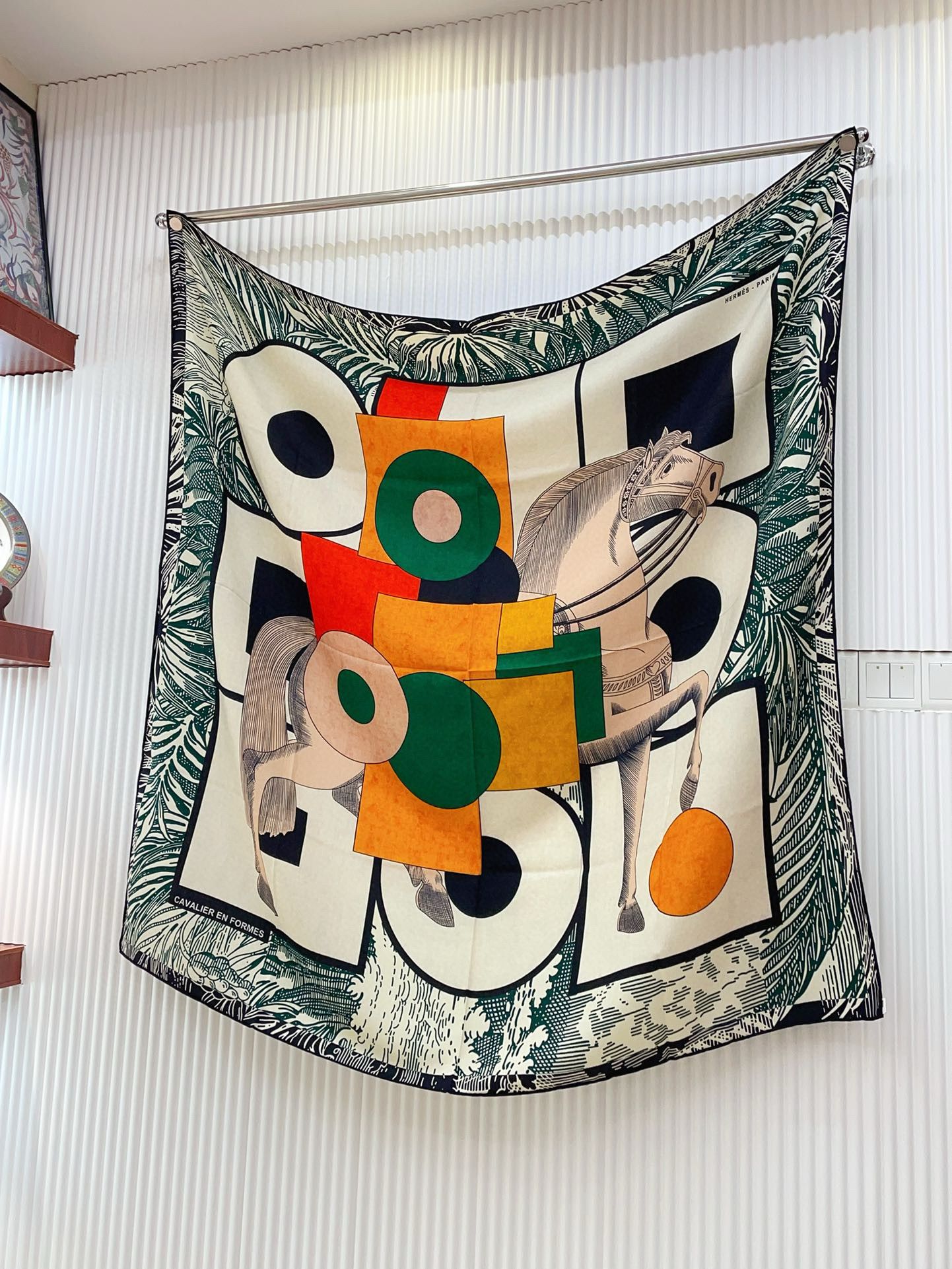 Hermes Green Cavalier en Formes Shawl 140 - Image 3