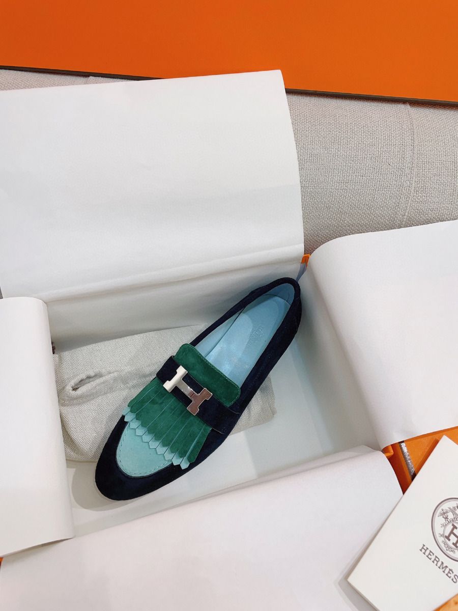 Hermes Women's Royal Loafers in Multicolor Suede Leather - Image 9