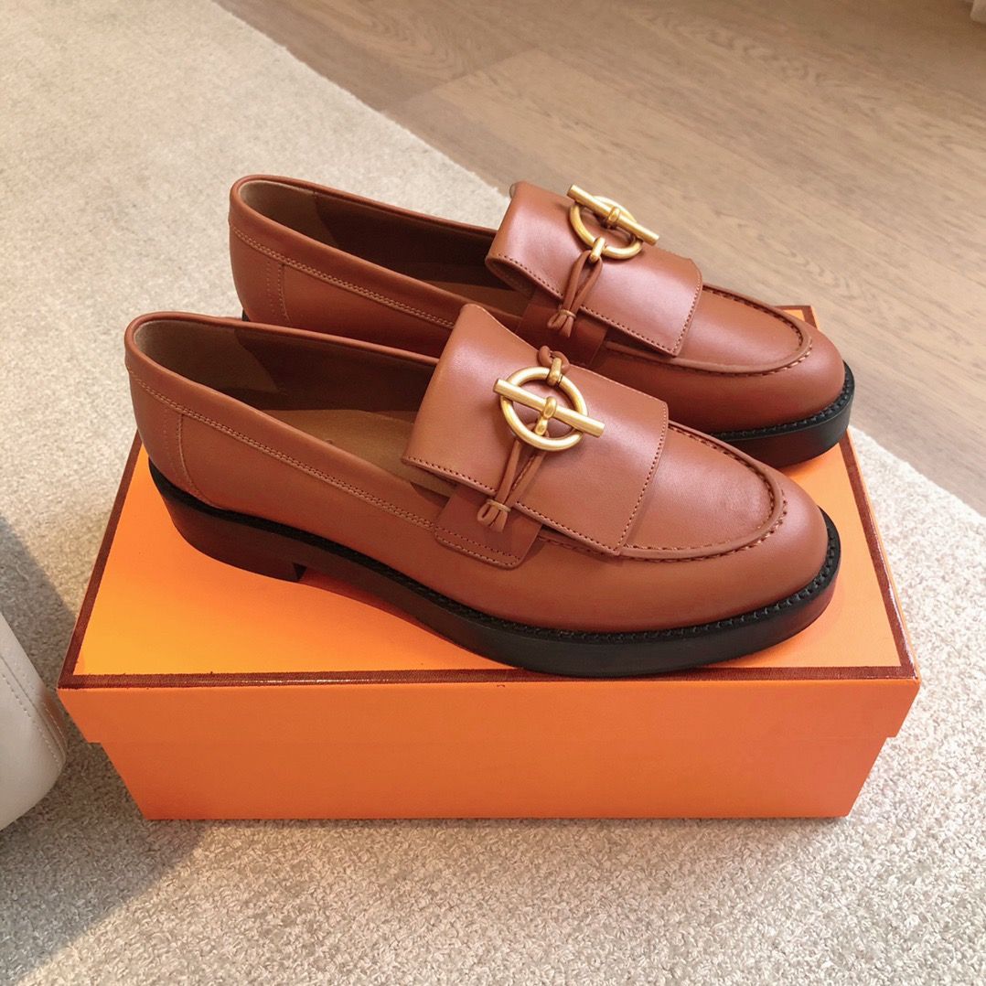 Hermes Women's Impact Loafers in Brown Leather - Image 3