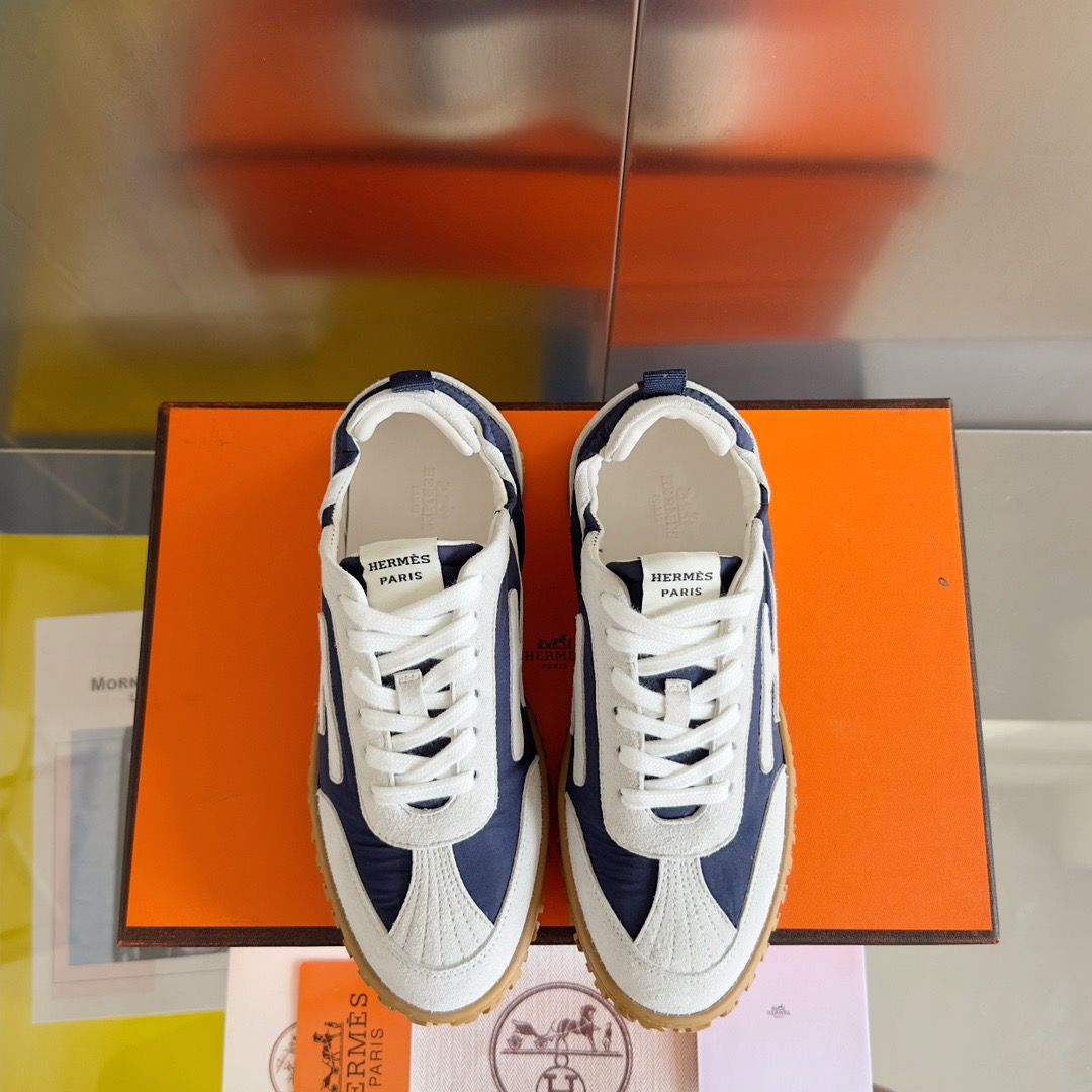 Hermes Women's Jet Sneakers in Blue Technical Canvas - Image 8