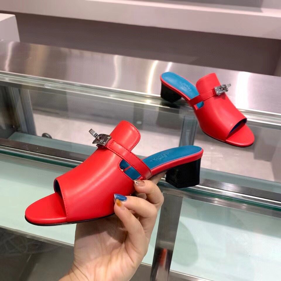 Hermes Candy 40mm Sandals In Red Calfskin - Image 5