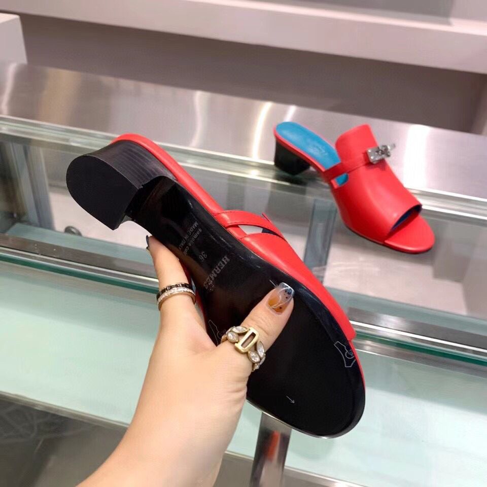 Hermes Candy 40mm Sandals In Red Calfskin - Image 9