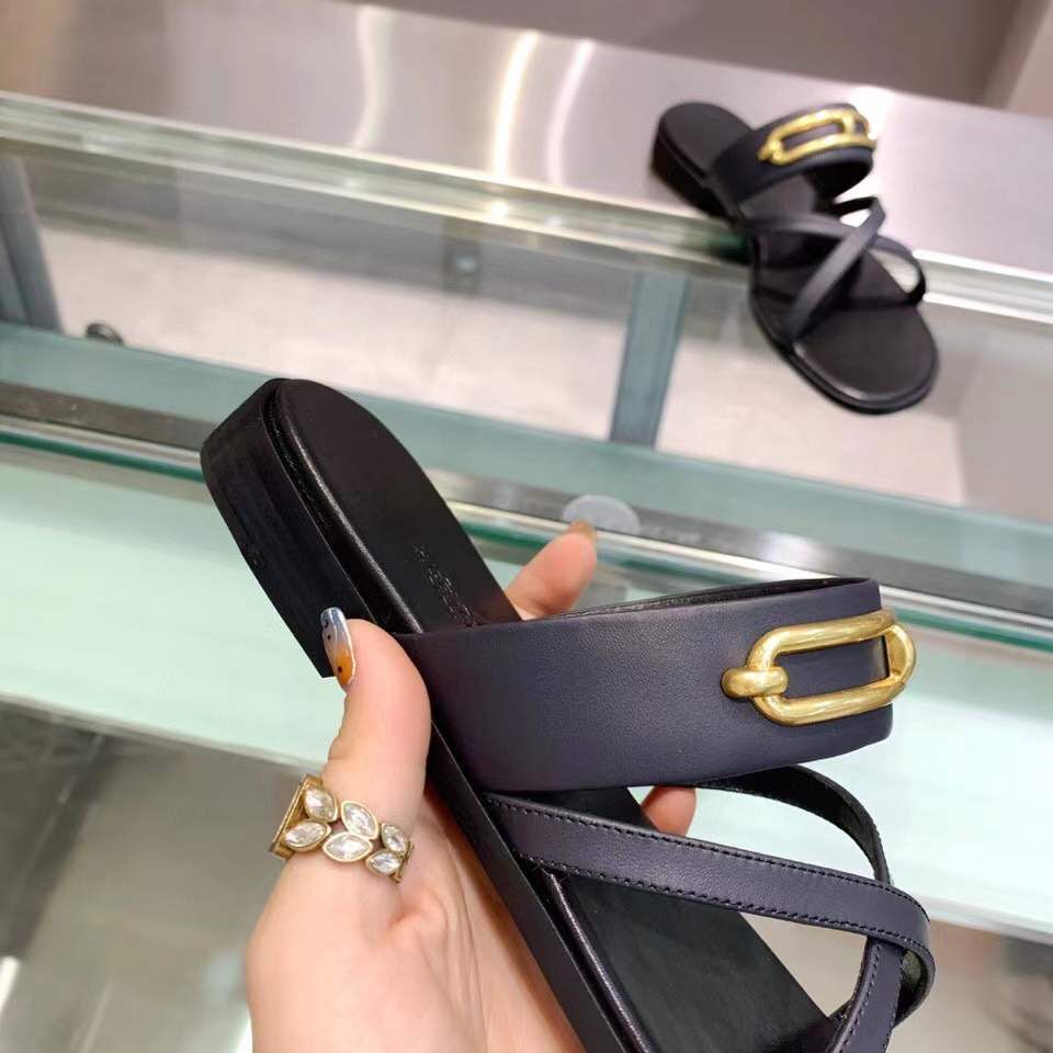 Hermes Claire Sandals In Black Calfskin - Image 7