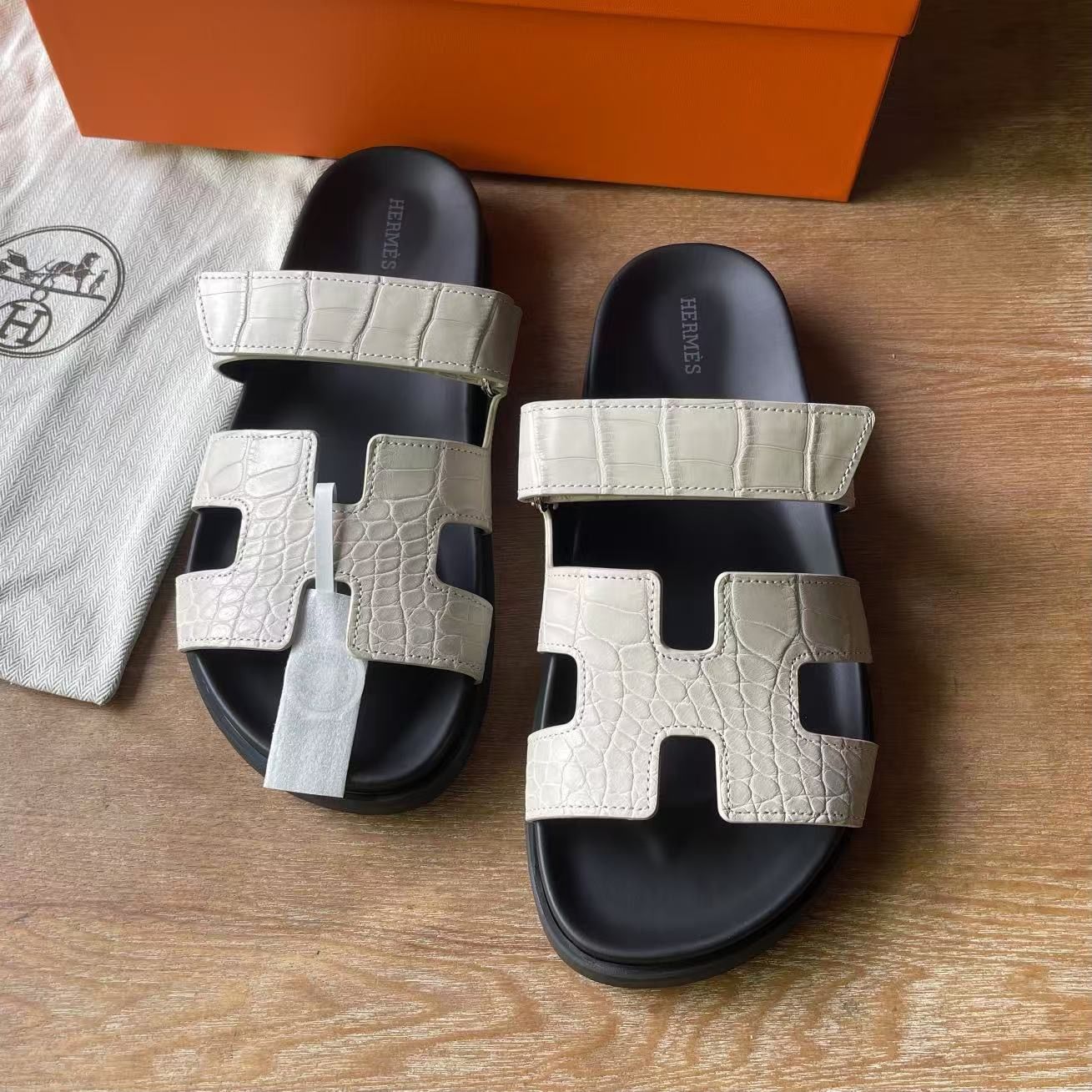 Hermes Women's Chypre Sandals in Beton Matte Alligator - Image 7