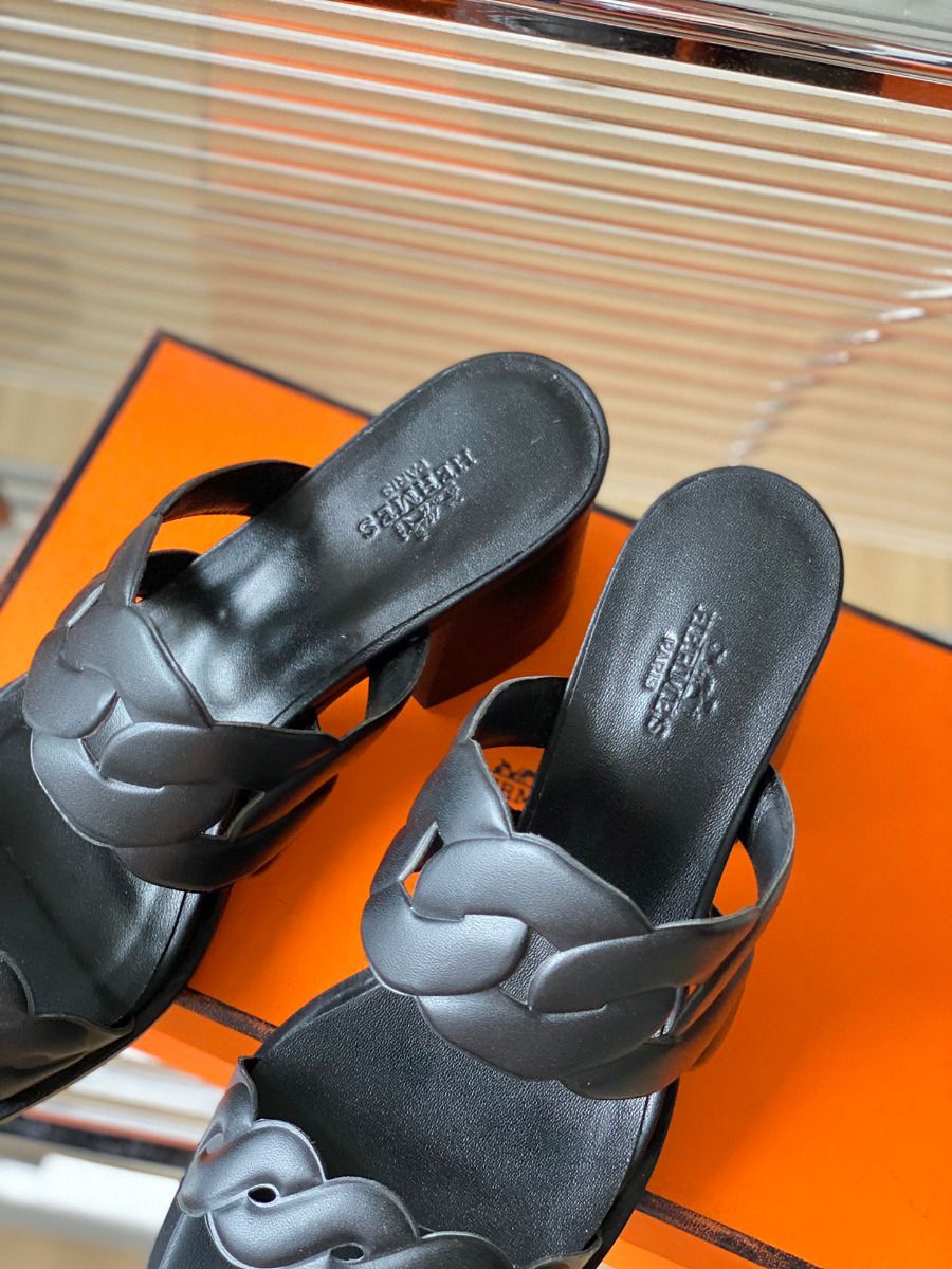 Hermes Gaby Sandals 60mm in Black Nappa Leather - Image 6