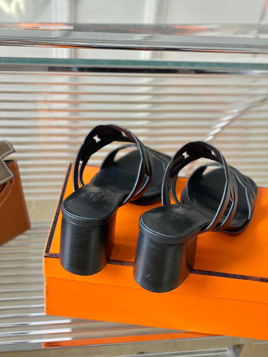 Hermes Gaby Sandals 60mm in Black Nappa Leather - Image 8