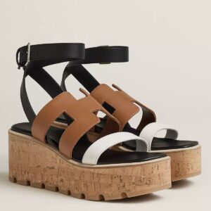 Hermes Havane 30 Sandals in Bi-color Calfskin Leather