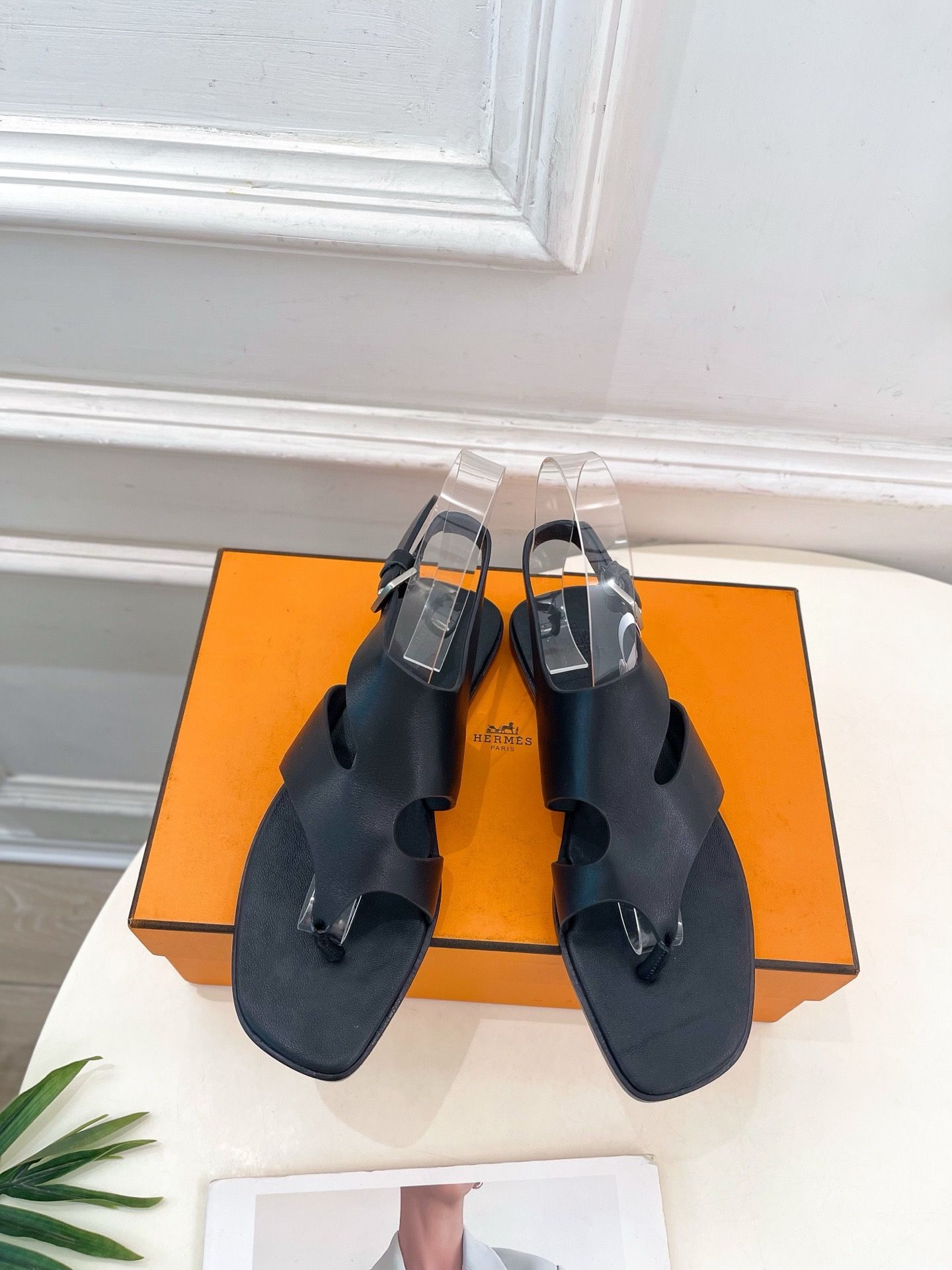 Hermes Karen Sandals in Black Calfskin - Image 4