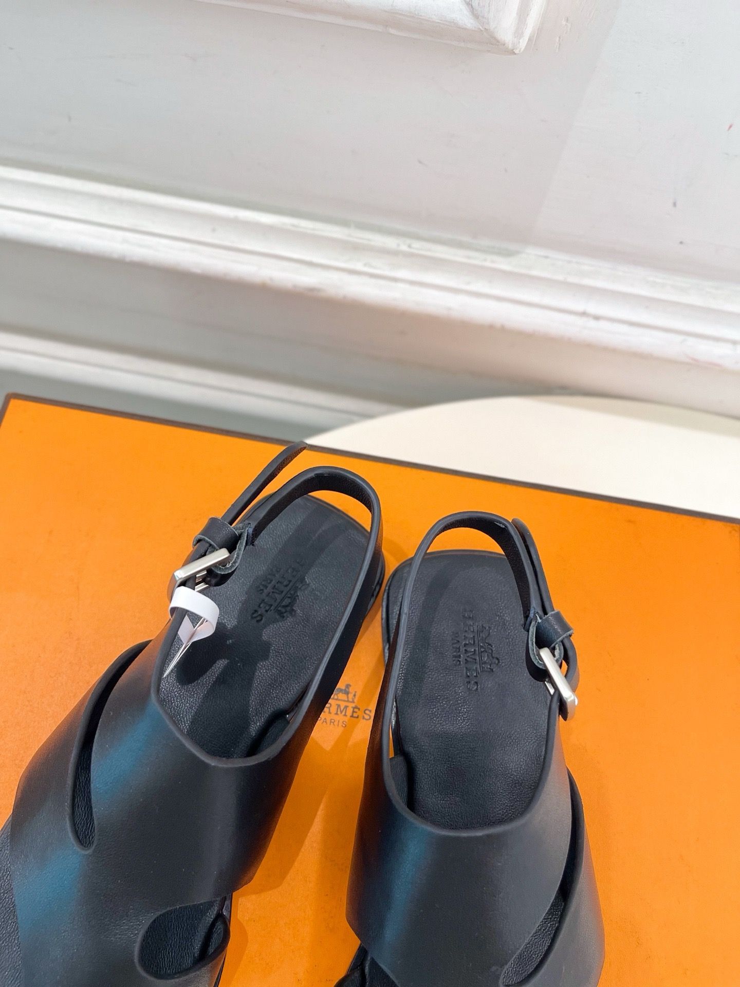 Hermes Karen Sandals in Black Calfskin - Image 9