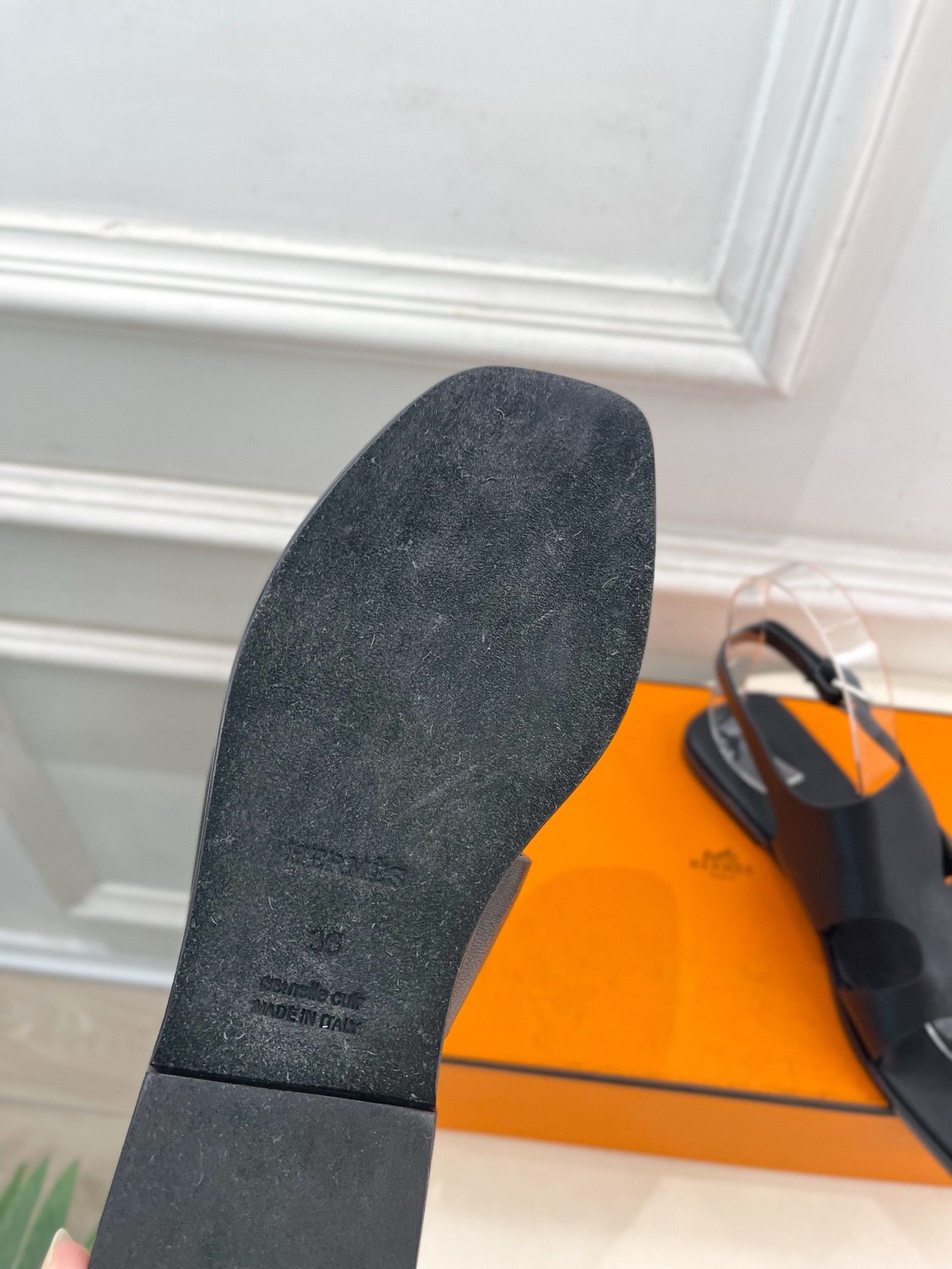 Hermes Karen Sandals in Black Calfskin - Image 10