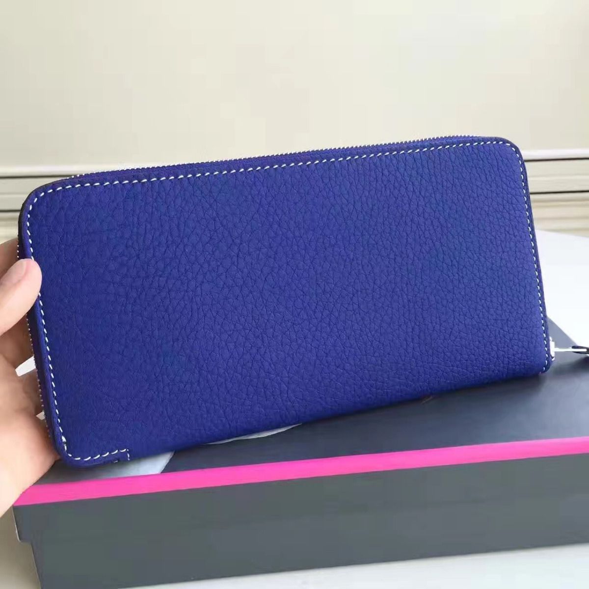 Hermes Blue Electric Clemence Azap Zipped Wallet - Image 3