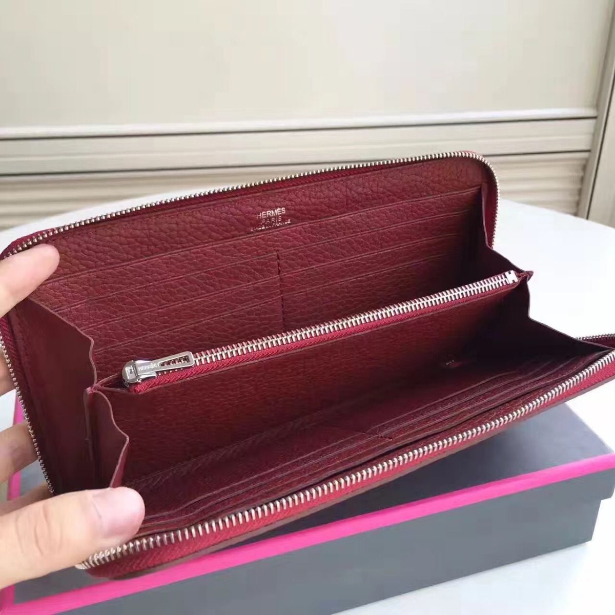Hermes Ruby Clemence Azap Zipped Wallet - Image 4