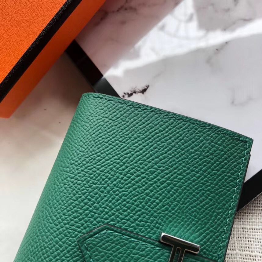 Hermes Bearn Mini Wallet In Vert Vertigo Epsom Leather - Image 3