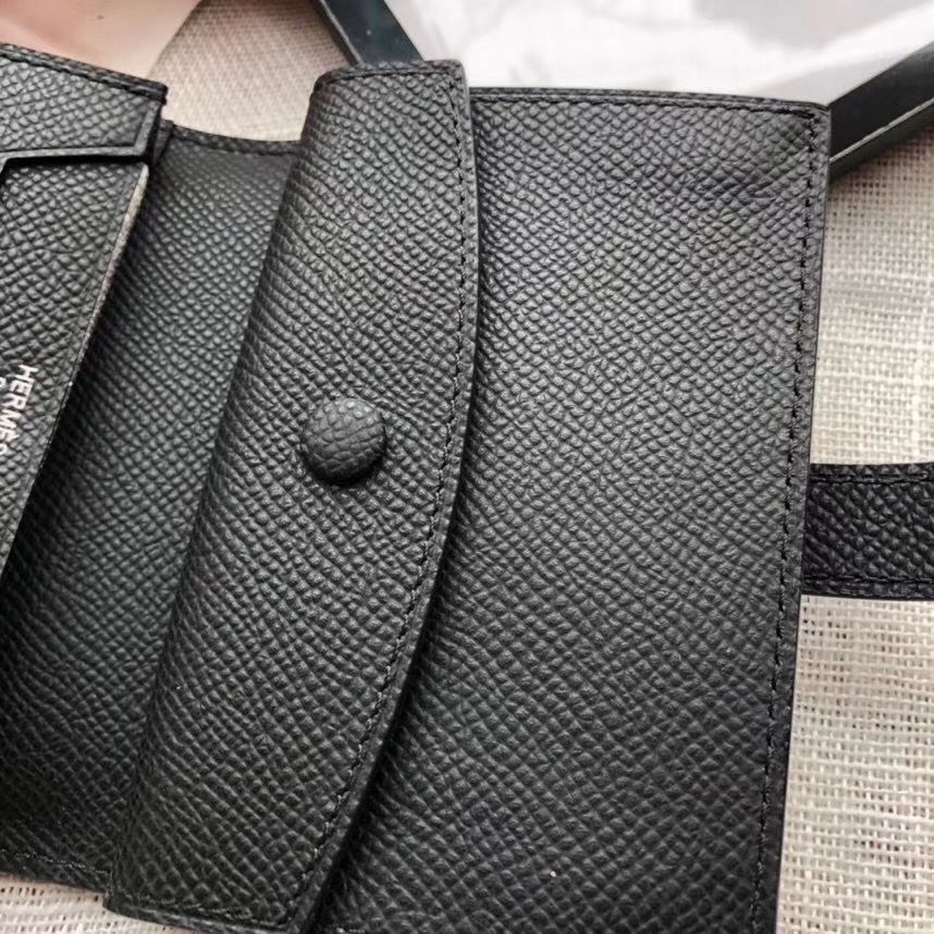 Hermes Bearn Mini Wallet In Black Epsom Leather - Image 6