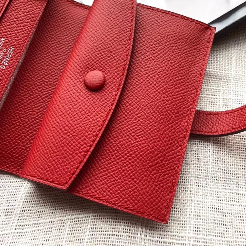 Hermes Bearn Mini Wallet In Red Epsom Leather - Image 6