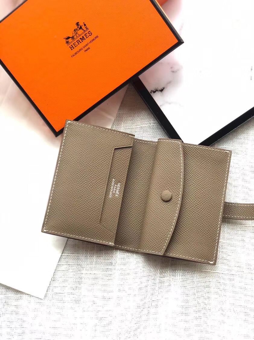 Hermes Bearn Mini Wallet In Taupe Epsom Leather - Image 4