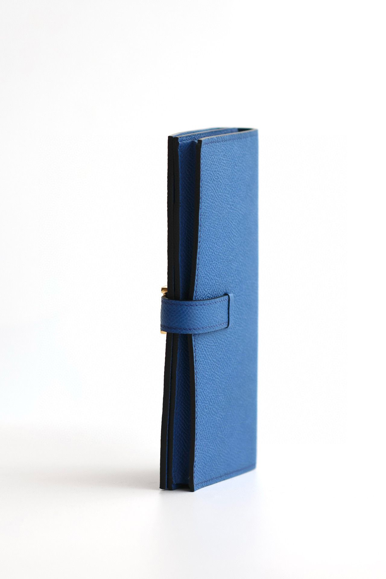 Hermes Bearn Long Handmade Wallet in Blue France Epsom Calfskin - Image 9