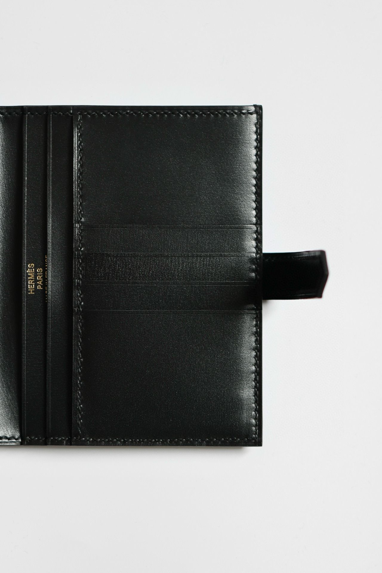 Hermes Bearn Compact Handmade Wallet in Black Box Calfskin - Image 7
