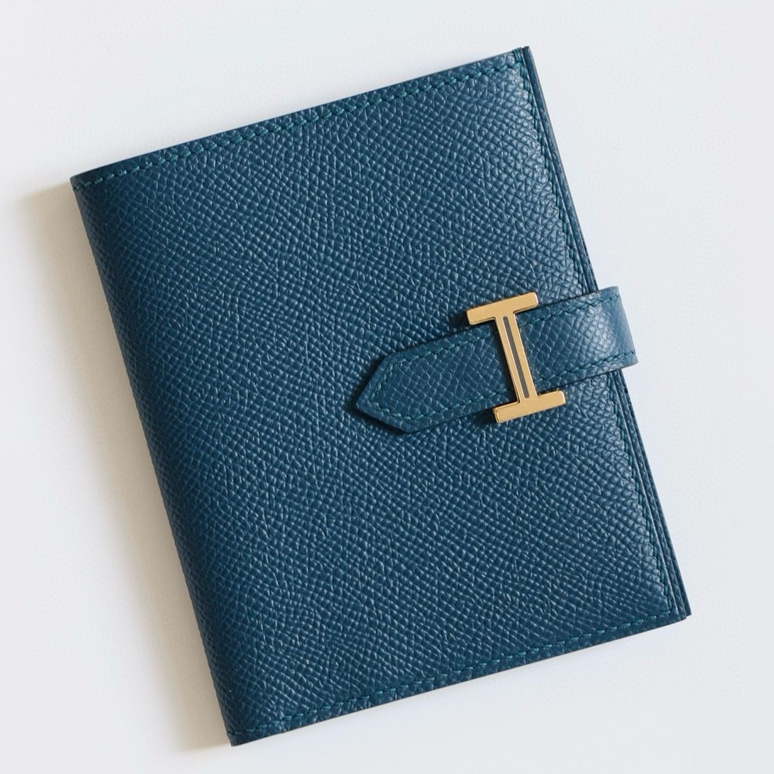 Hermes Bearn Compact Handmade Wallet in Deep Blue Epsom Calfskin