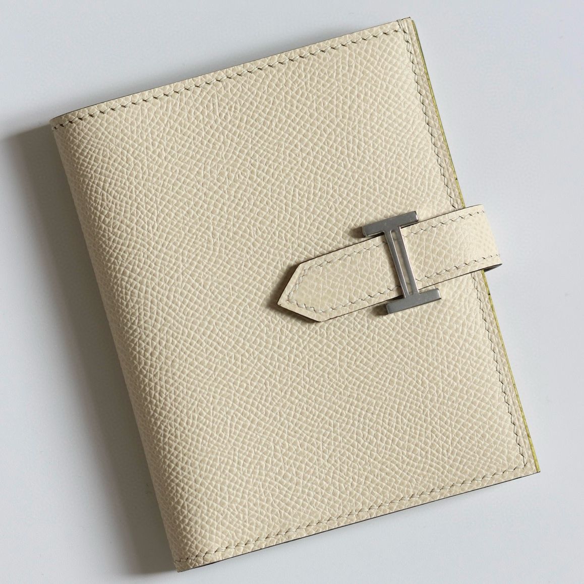 Hermes Bearn Compact Verso Handmade Wallet in Nata Epsom Calfskin