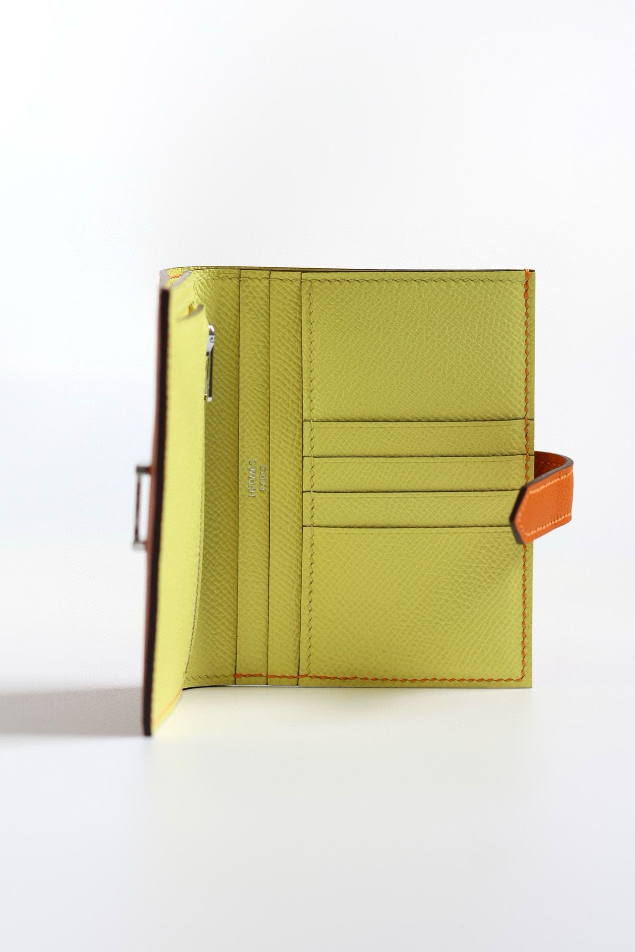Hermes Bearn Compact Verso Handmade Wallet in Orange Epsom Calfskin - Image 7