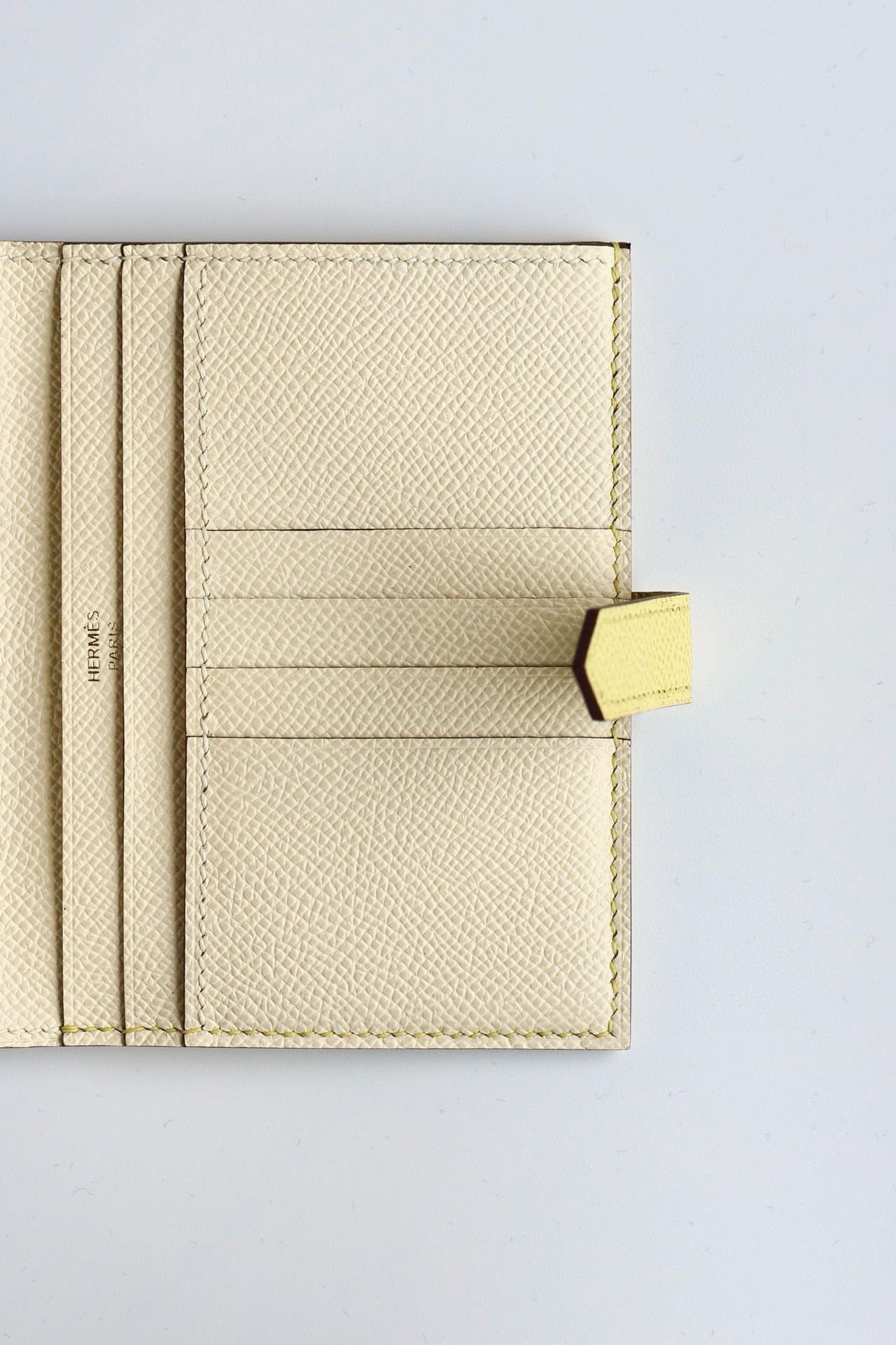 Hermes Bearn Compact Handmade Wallet in Jaune Poussin Epsom Calfskin - Image 5