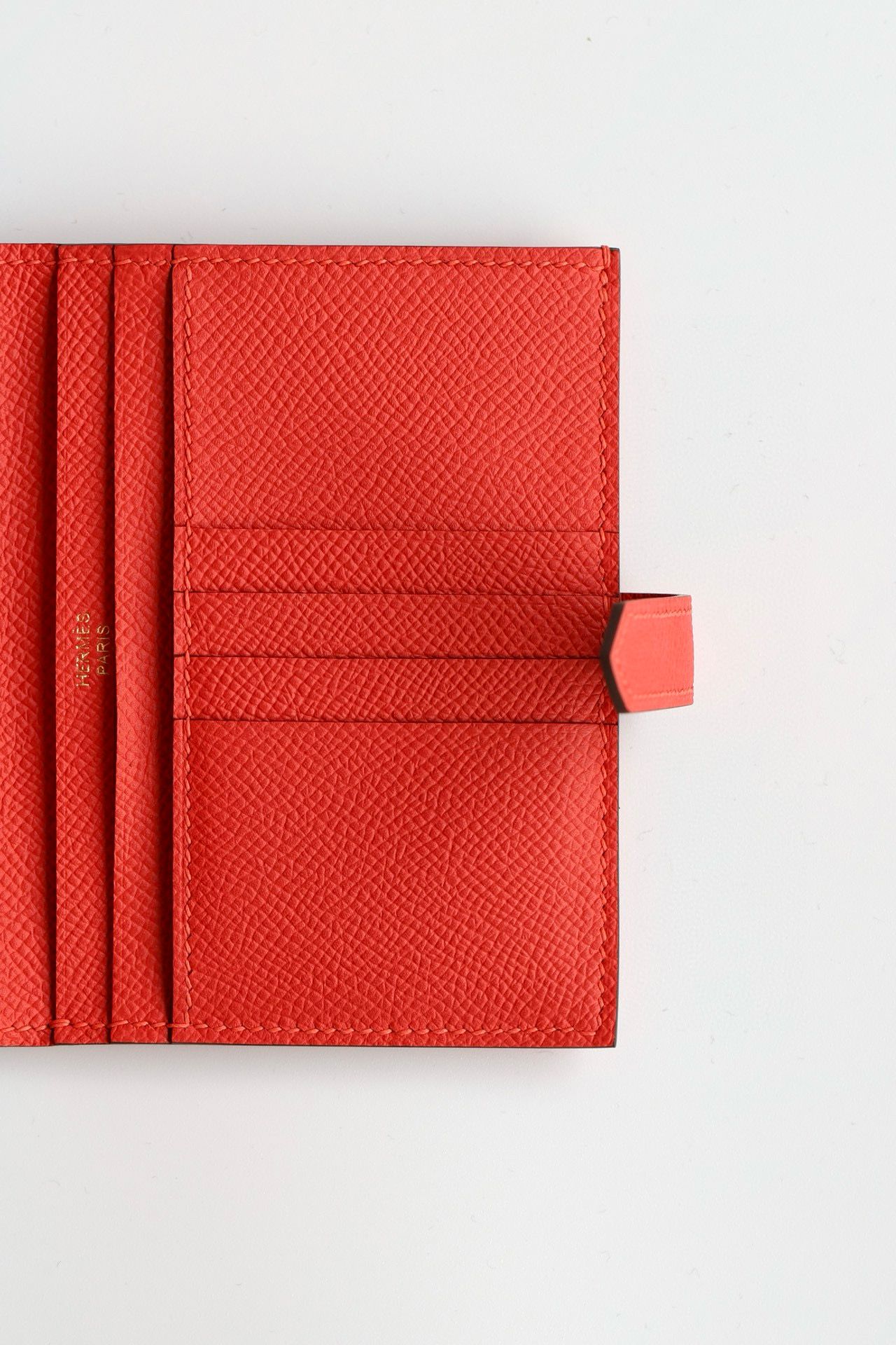 Hermes Bearn Compact Handmade Wallet in Red Epsom Calfskin - Image 5