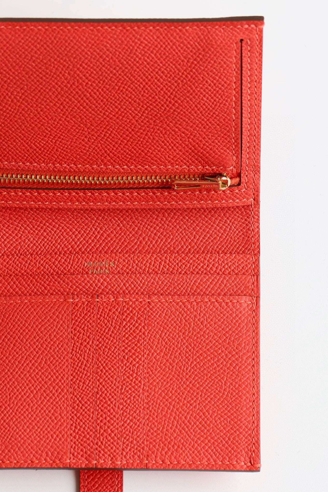 Hermes Bearn Compact Handmade Wallet in Red Epsom Calfskin - Image 8