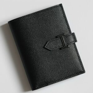 Hermes Bearn Compact Handmade All Black Wallet in Epsom Calfskin