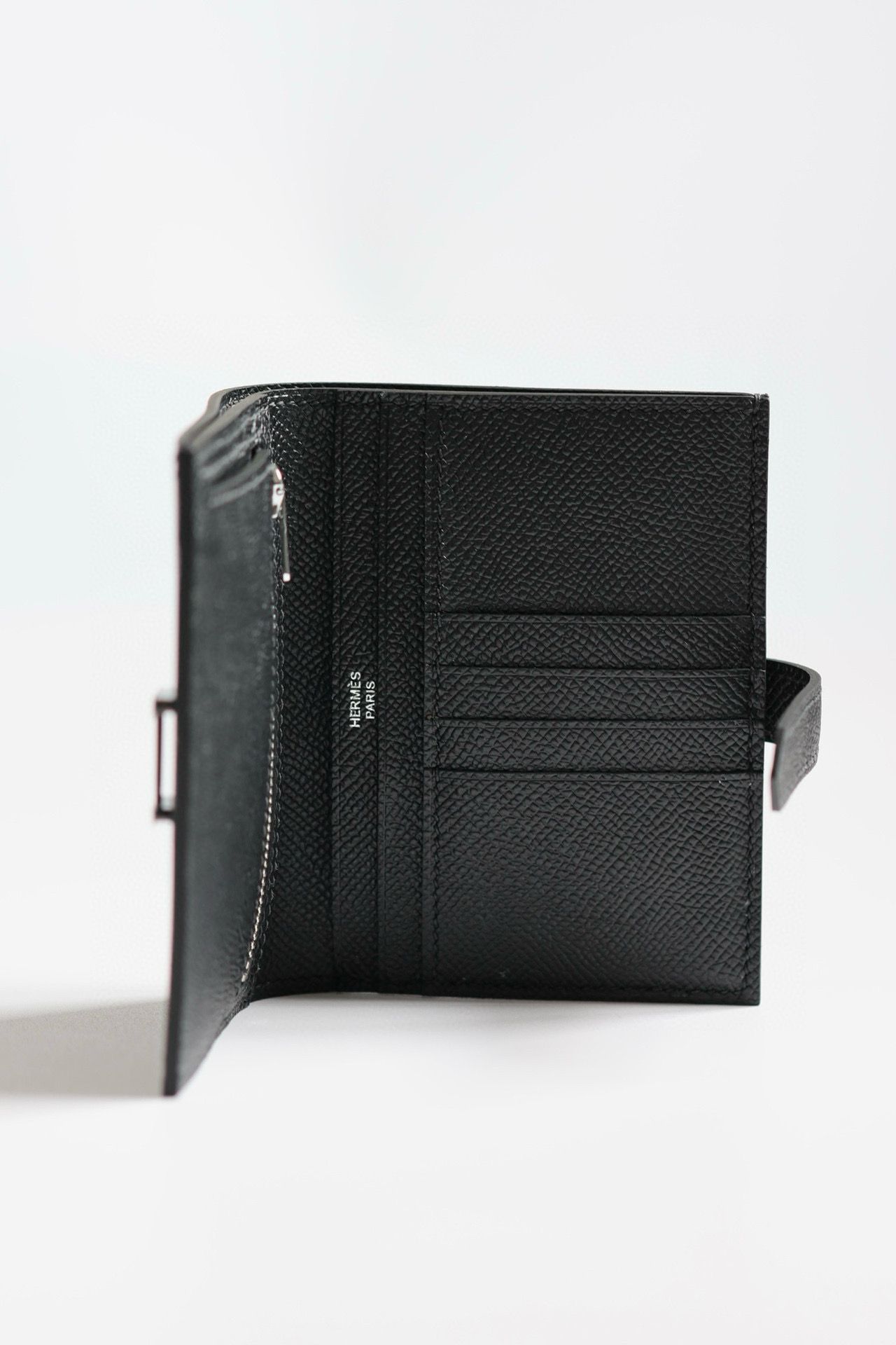 Hermes Bearn Compact Handmade All Black Wallet in Epsom Calfskin - Image 6