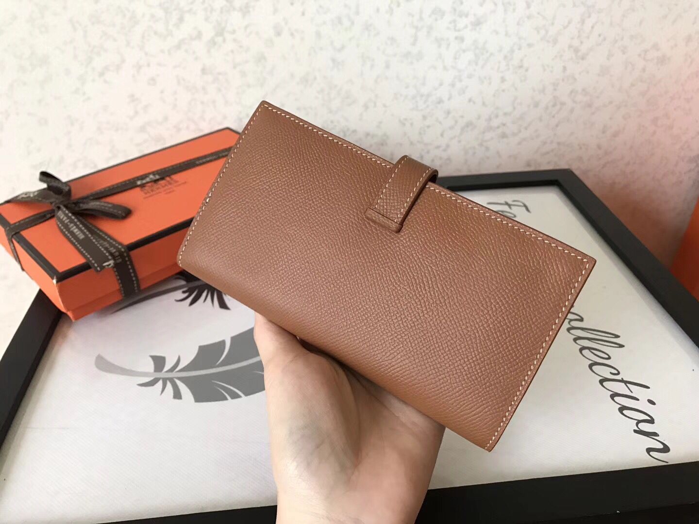 Hermes Brown Epsom Bearn Gusset Wallet - Image 4