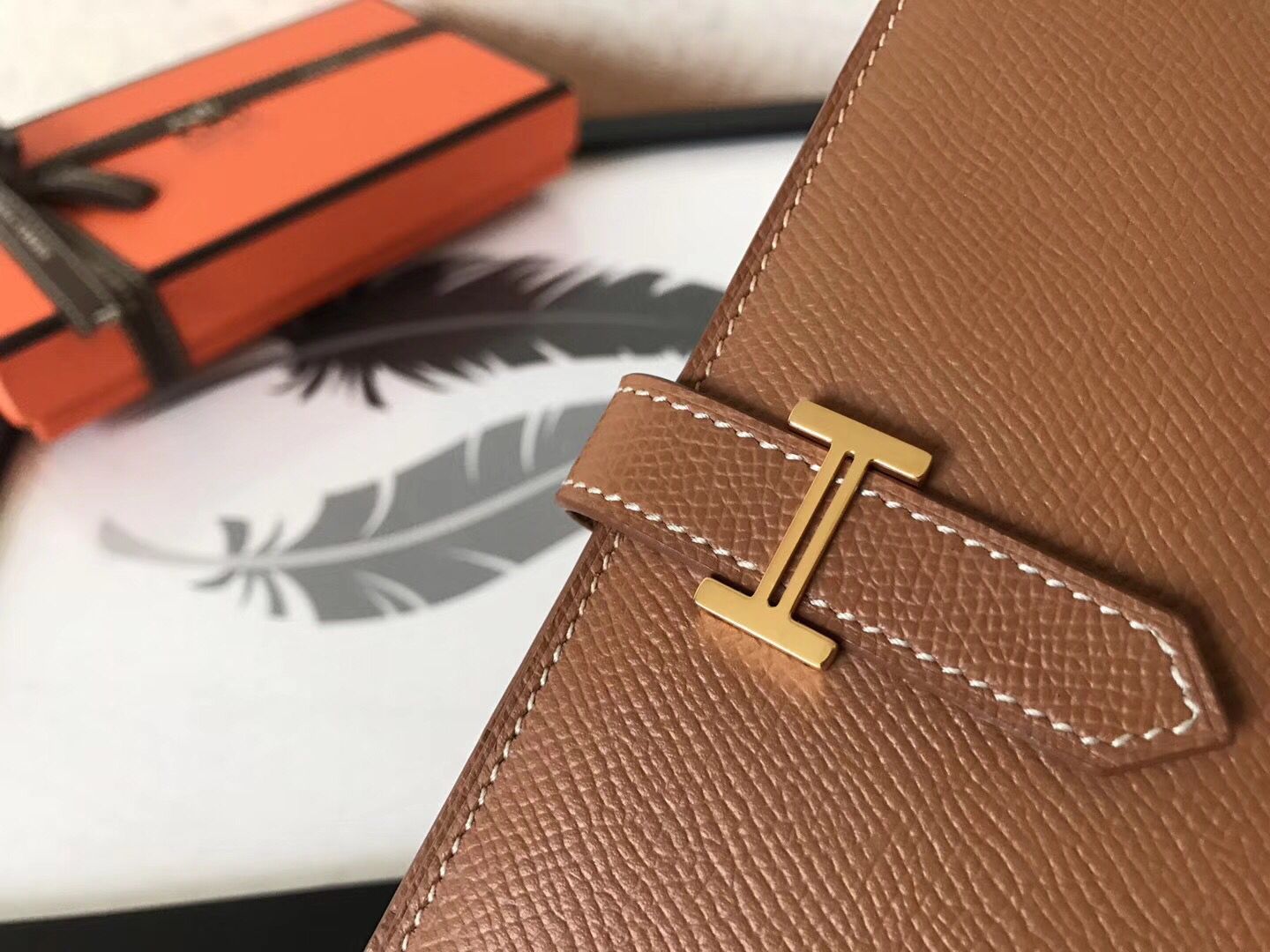 Hermes Brown Epsom Bearn Gusset Wallet - Image 5