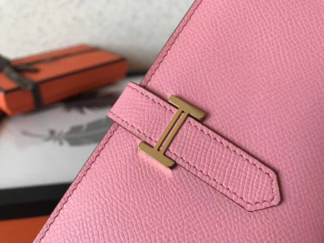 Hermes Pink Epsom Bearn Gusset Wallet - Image 6