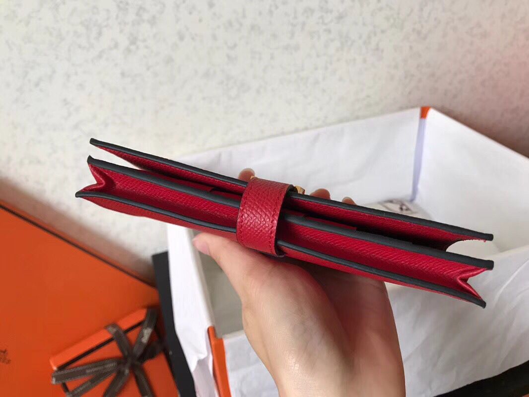 Hermes Red Epsom Bearn Gusset Wallet - Image 4