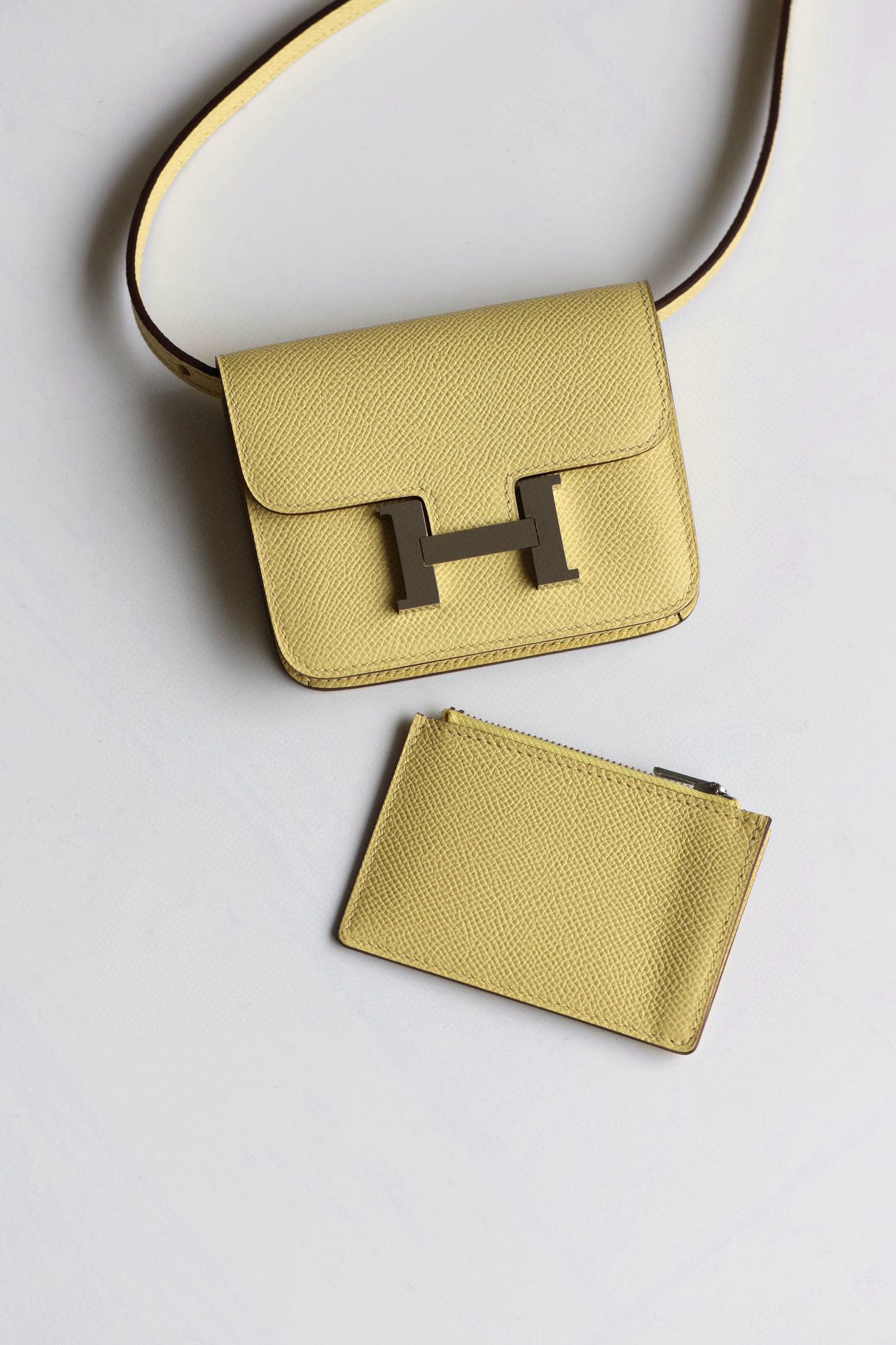 Hermes Constance Slim Wallet in Jaune Poussin Epsom Calfskin - Image 3