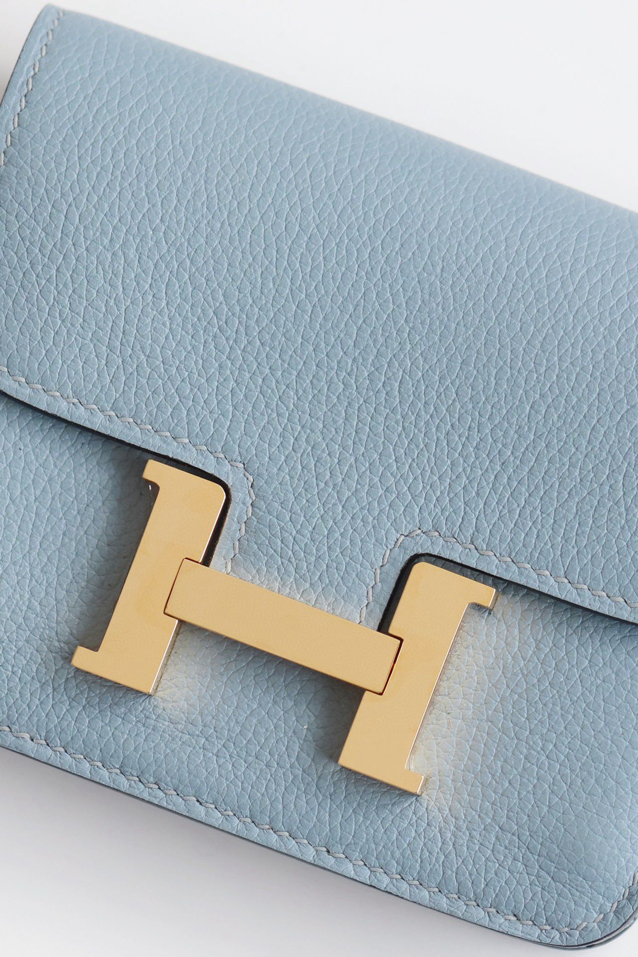Hermes Constance Slim Wallet in Blue Lin Evercolor Calfskin - Image 6