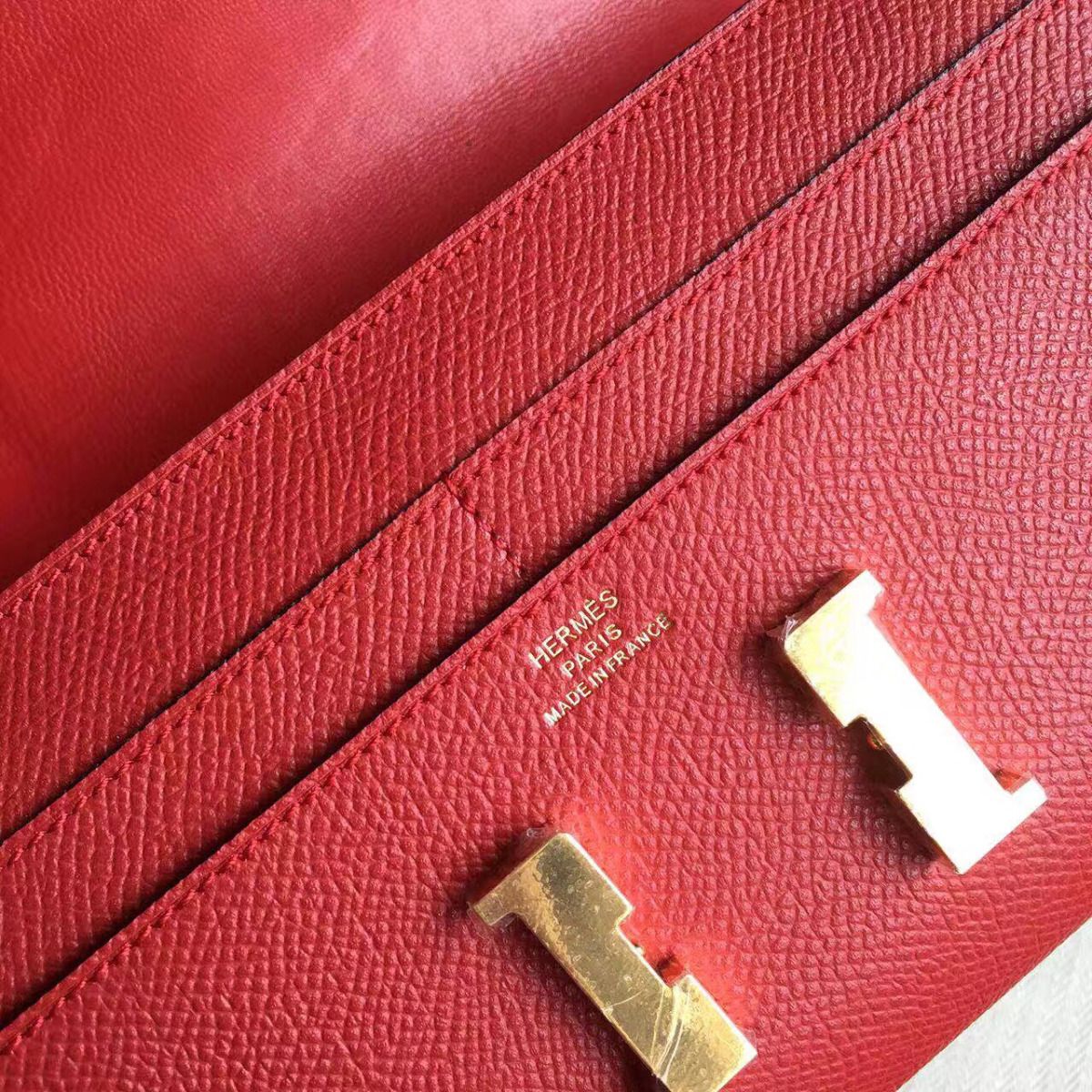 Hermes Constance Long Wallet In Red Epsom Leather - Image 5