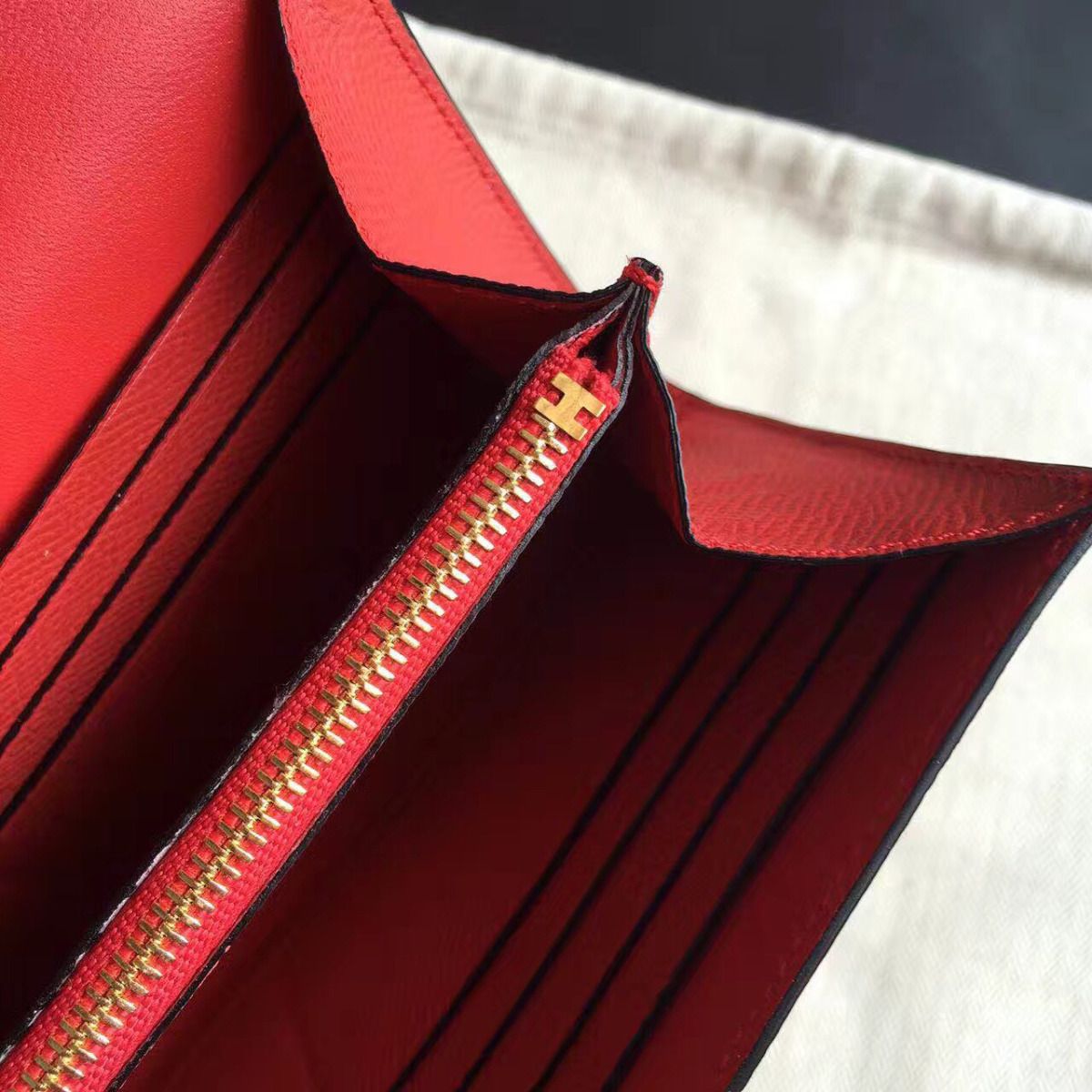 Hermes Constance Long Wallet In Red Epsom Leather - Image 9