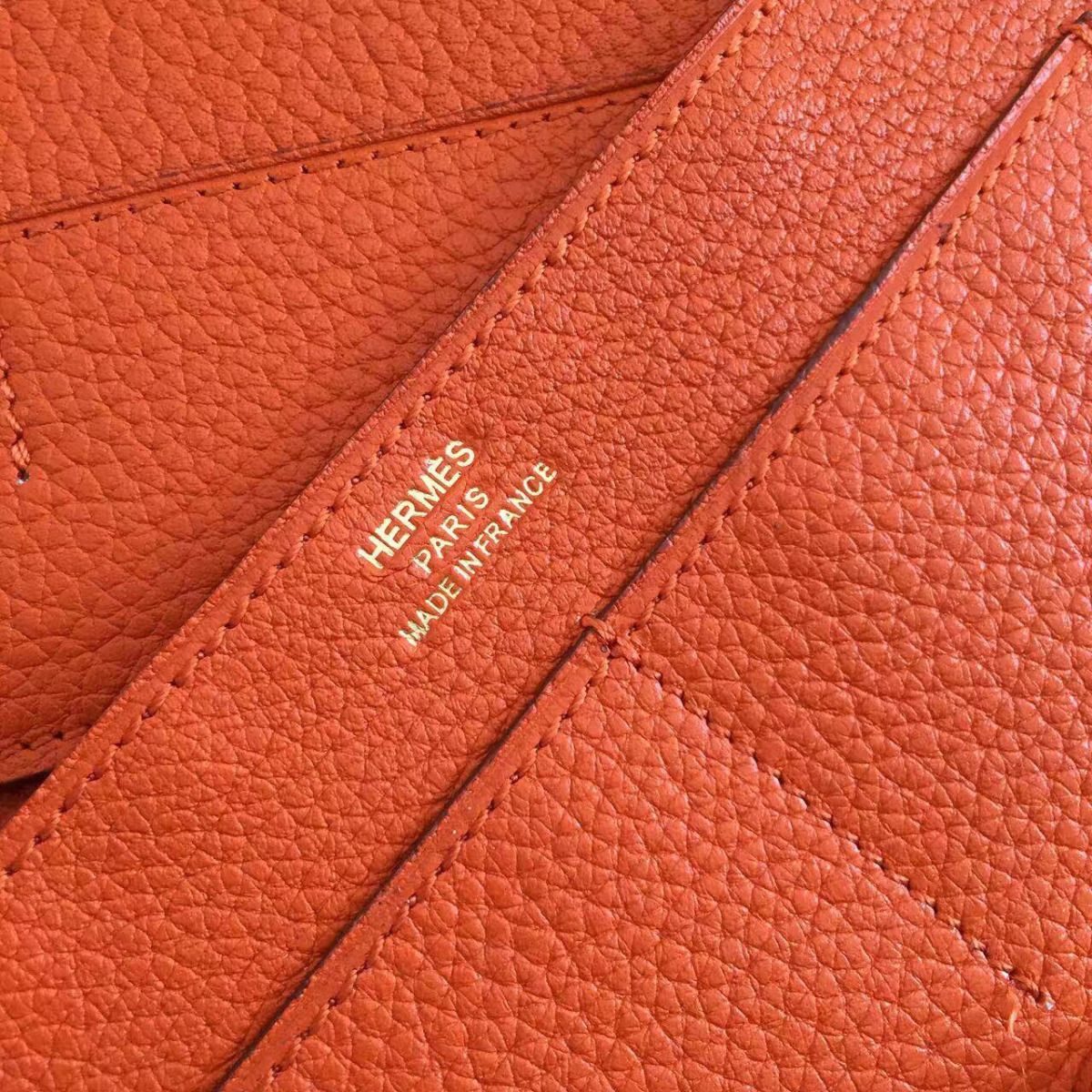 Hermes Dogon Duo Wallet In Orange Clemence Leather - Image 8