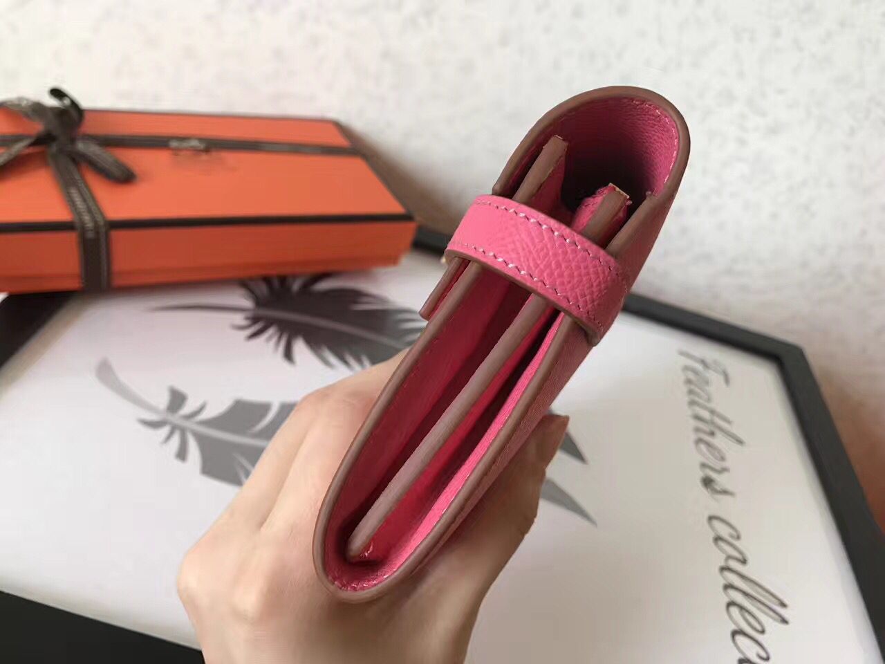 Hermes Kelly Classic Long Wallet In Pink Epsom Leather - Image 8