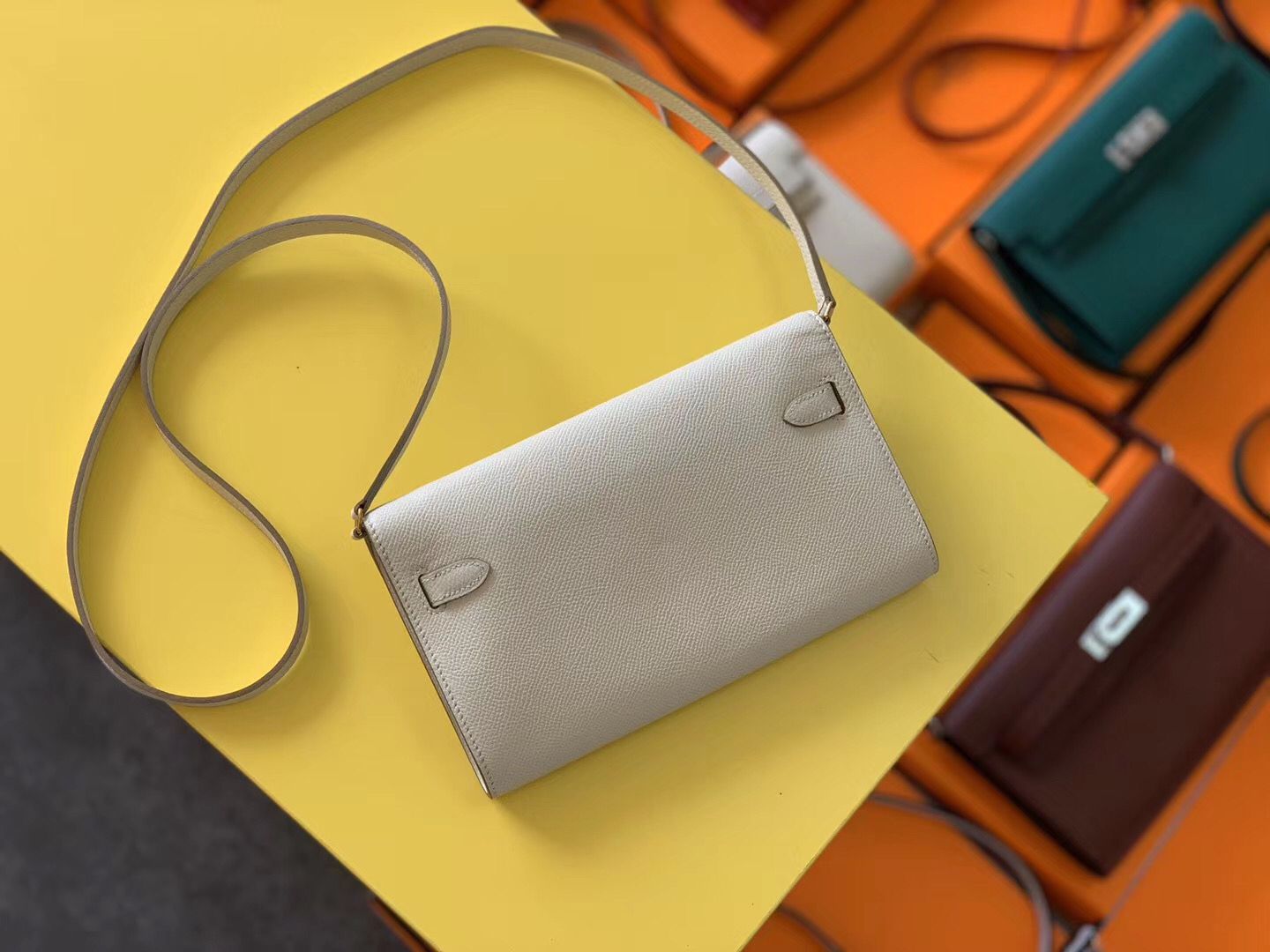 Hermes Kelly Classique To Go Wallet In Blue Zephyr Epsom Calfskin - Image 3