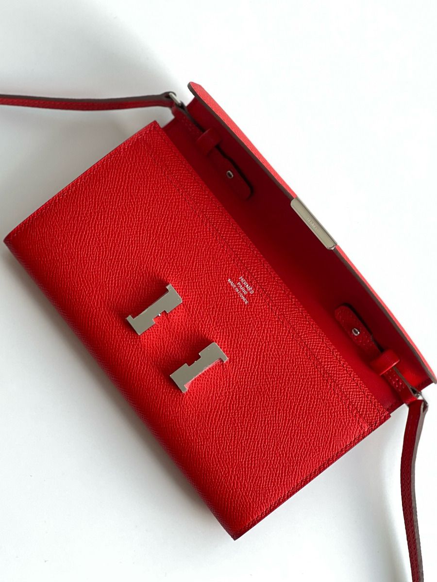 Hermes Constance To Go Wallet in Red Epsom Calfskin - Image 4