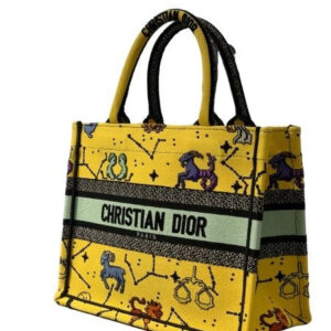 Christian Dior Yellow Embroidery Pixel Zodiac Small Book Bag